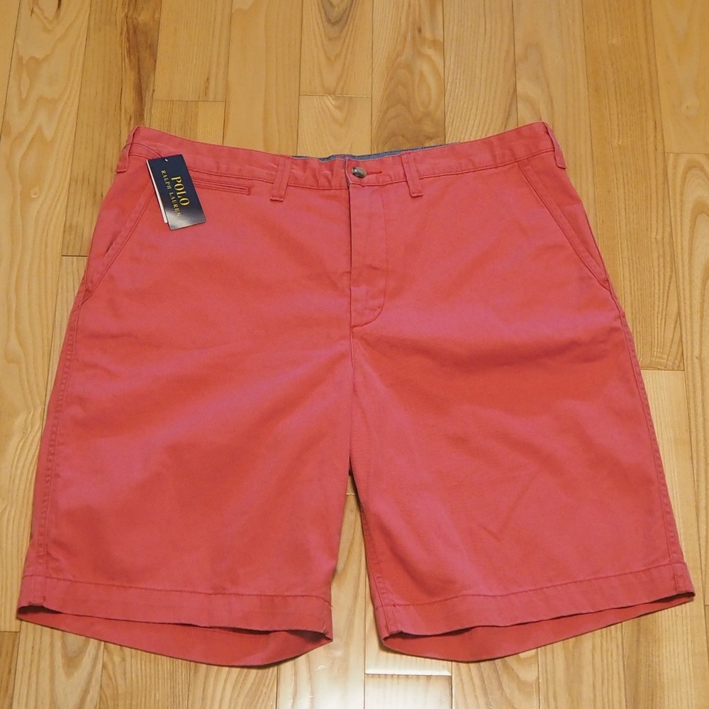 NWT  Polo Ralph Lauren Men's Chino Shorts Size 36 Nantucket Red Flat Front